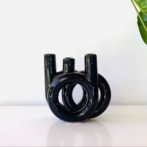 VTG Black Bauhause Style Sculptural Candle Holder